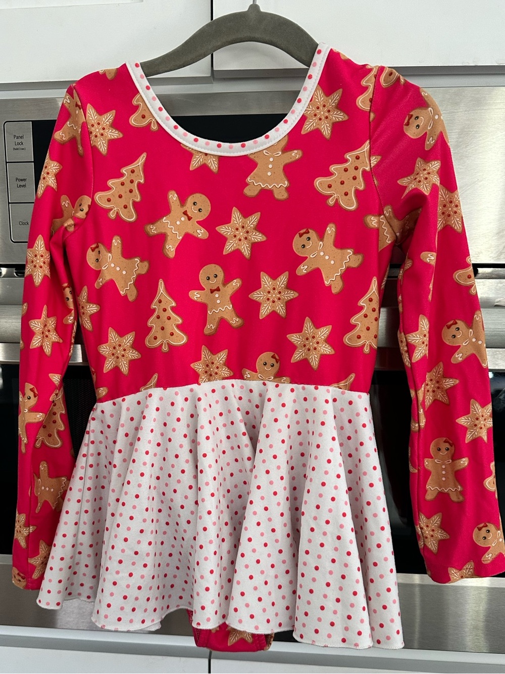 cheeky plum Pink Gingerbread Peplum Long Sleeve Leotard size 4T christmas